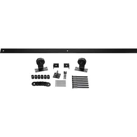 Ekena Millwork Economy Straight Top Barn Door Hardware Set & Silent Rollers for 1 3/8" to 1 3/4" Doors GB6008HTM54BL